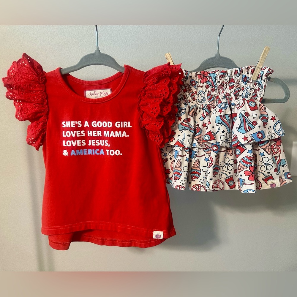Cheeky Plum 4th of July Skirt Set